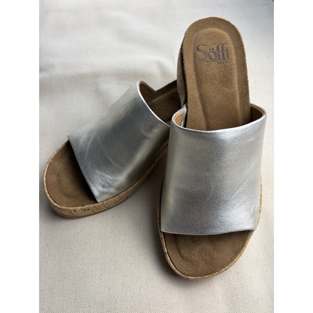 Sofft Cass Platform Sandals Light Platino Silver Womens Size 6M Comfort Slide